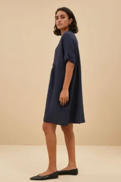 Jurken*By bar tais linen dress | midnight