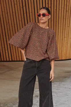Blouses*By bar zasu jacquard blouse | brown panter print