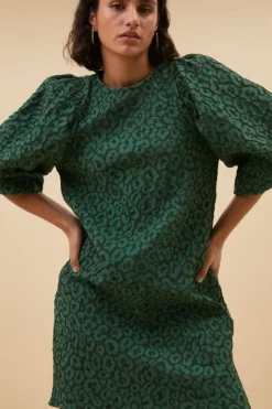 Jurken*By bar zasu leo dress | green panter print